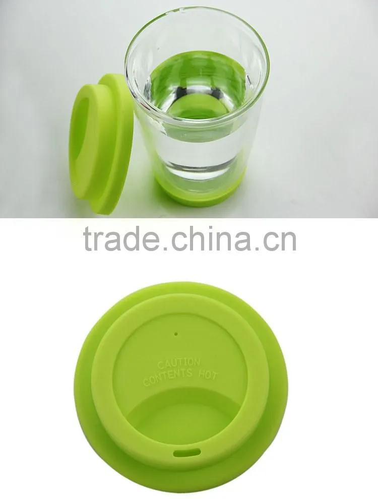 OEM Double wall borosilicate glass cup with lid