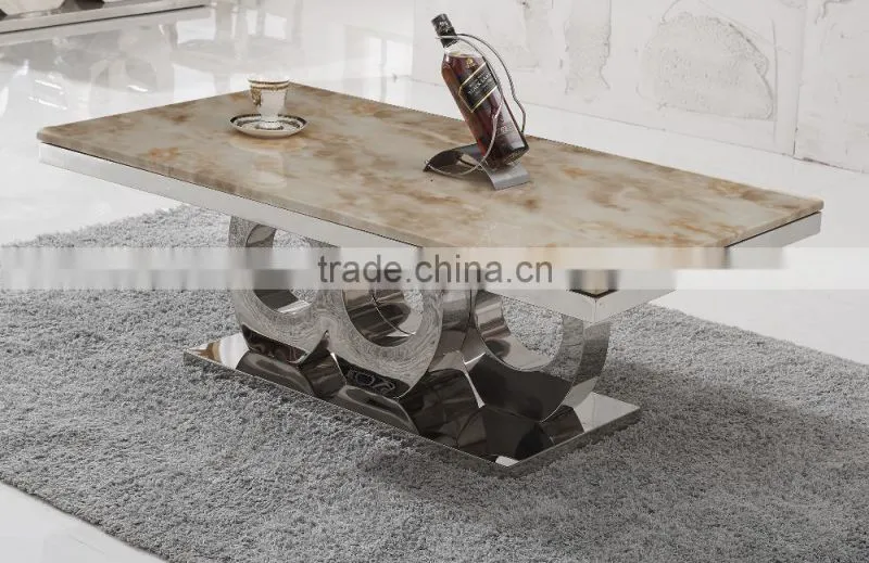 C406 Living Room Modern Design Rectangle White Marble Coffee Table