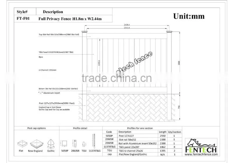 Hihg quality customized vinyl/pvc/plastic panels for fence