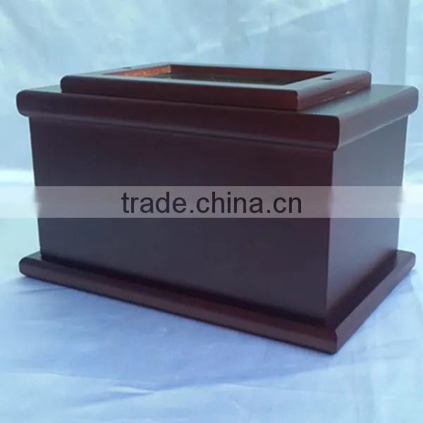 Beloved wooden cremation urn with photo frame