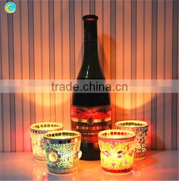 Round shape mosaic candle holder for holidays