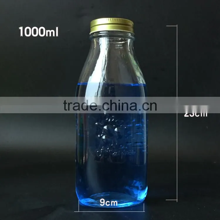 300ml glass juice bottle with straw
