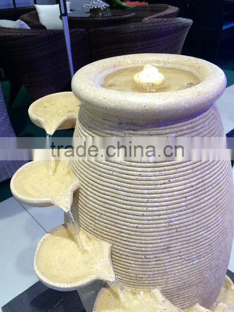 resin water decoration,resin water fountain with led light