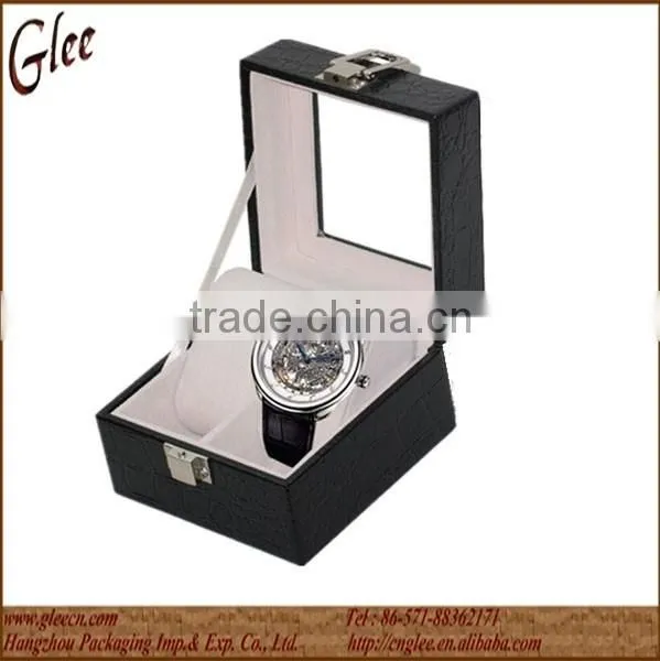 2 slots crocodile pattern leather watch box
