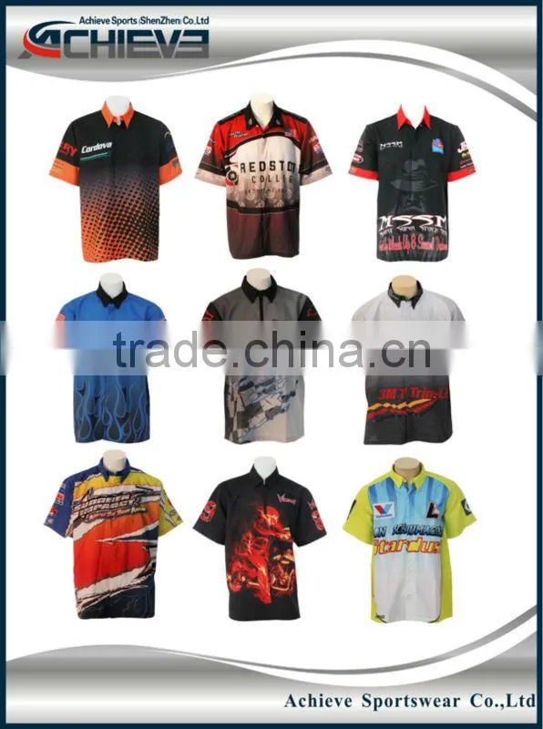 Wholesale custom 100% polyester sublimated motor racing team Polo shirts