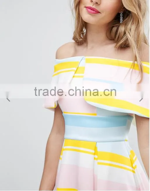 OEM Service Supply Type And Evening / Formal Dresses Type Elegant Evening Dress/ Print Off-shoulder Dress