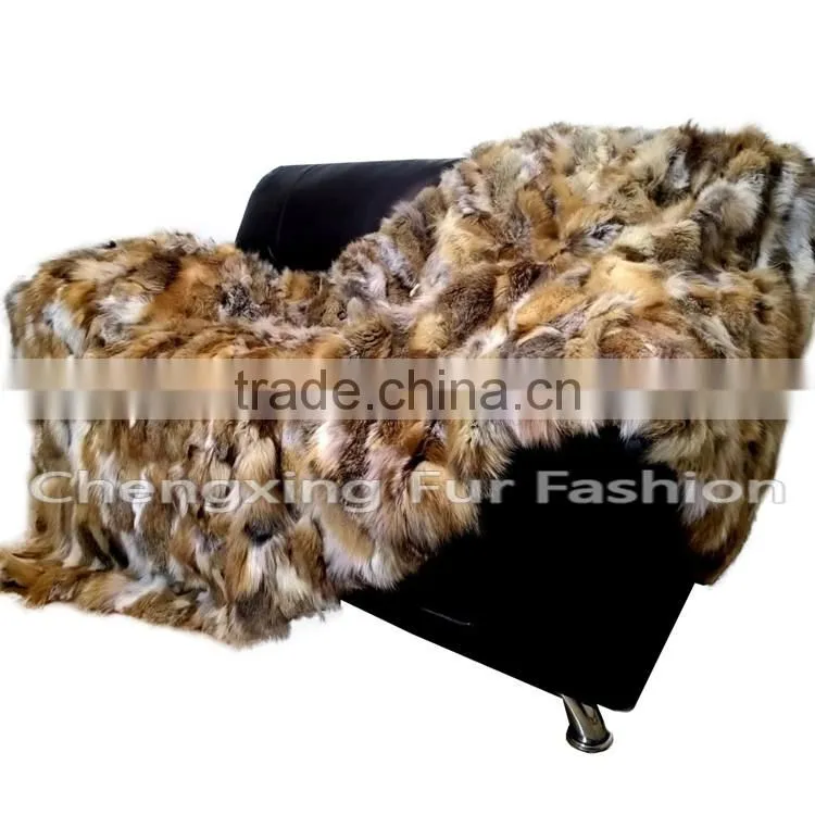 CX-D-85 Patchwork Blanket/Real Fox Fur Blanket/Throw Blankets
