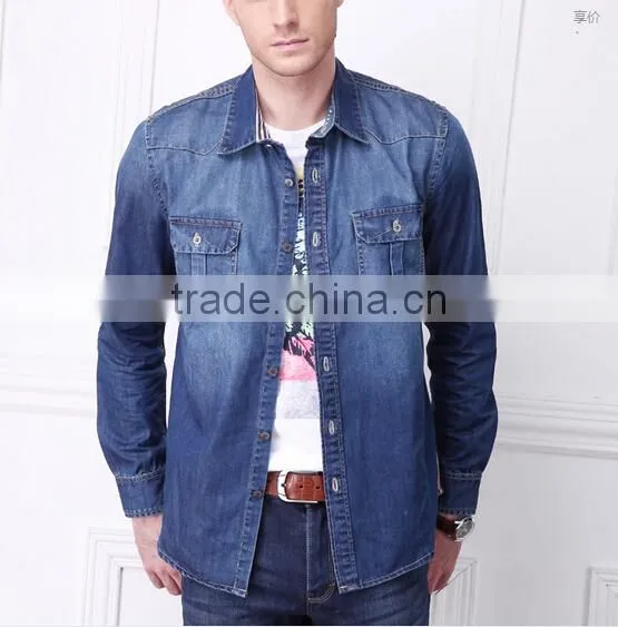 mens blue denimshirt with chest pocket N02