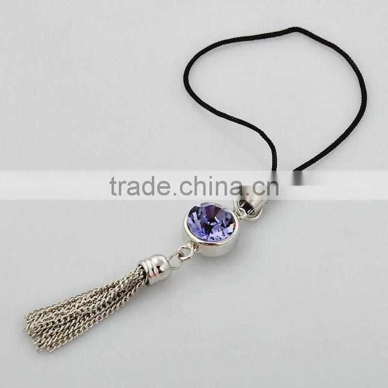 fashion mobile charm, chain frange cell phone accessories, high class crystal mobile accessories