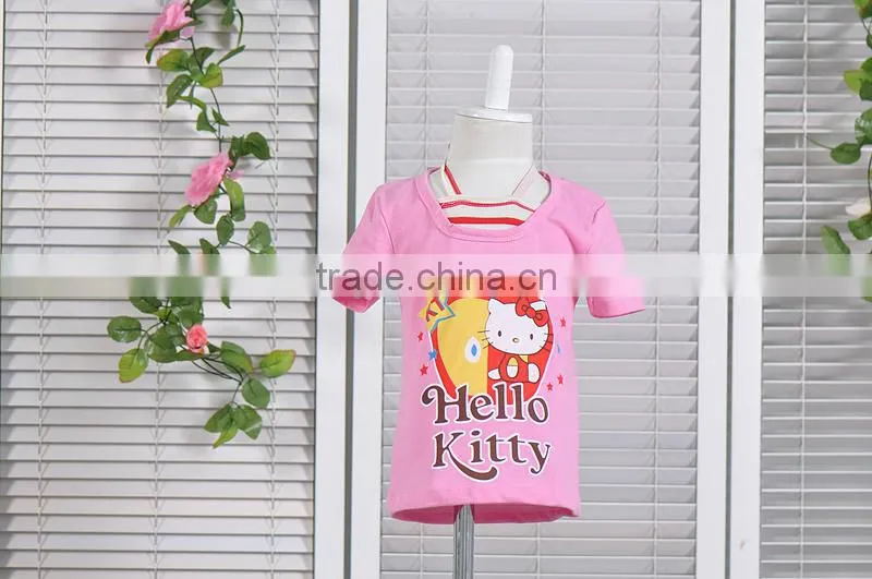 new 2014 baby girls hllo kitty hot pink t shirts baby summer clothing