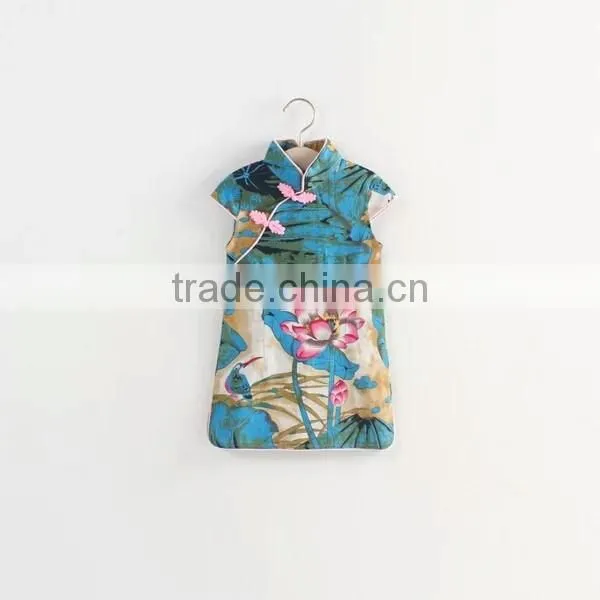 Wholesale - Girls Floral Print Dress 2016 New Style Casual Dress Big Children Girls owl cotton QiPao