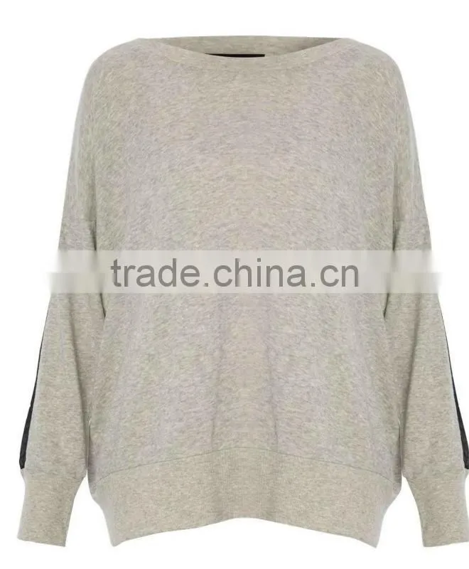 Cotton/Poly Blend Sweatshirt with Chiffon Panel Inserting