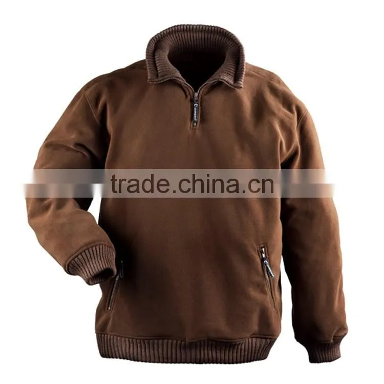 Industrial rib collar 1/4zipper mens thick warm jacket