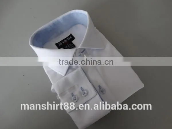 boy's white oxford long sleeve contrast collar and placket spread collar shirt