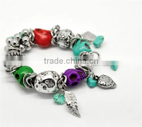 Summer Style Halloween Skull Stone Elastic Bracelet 25cm