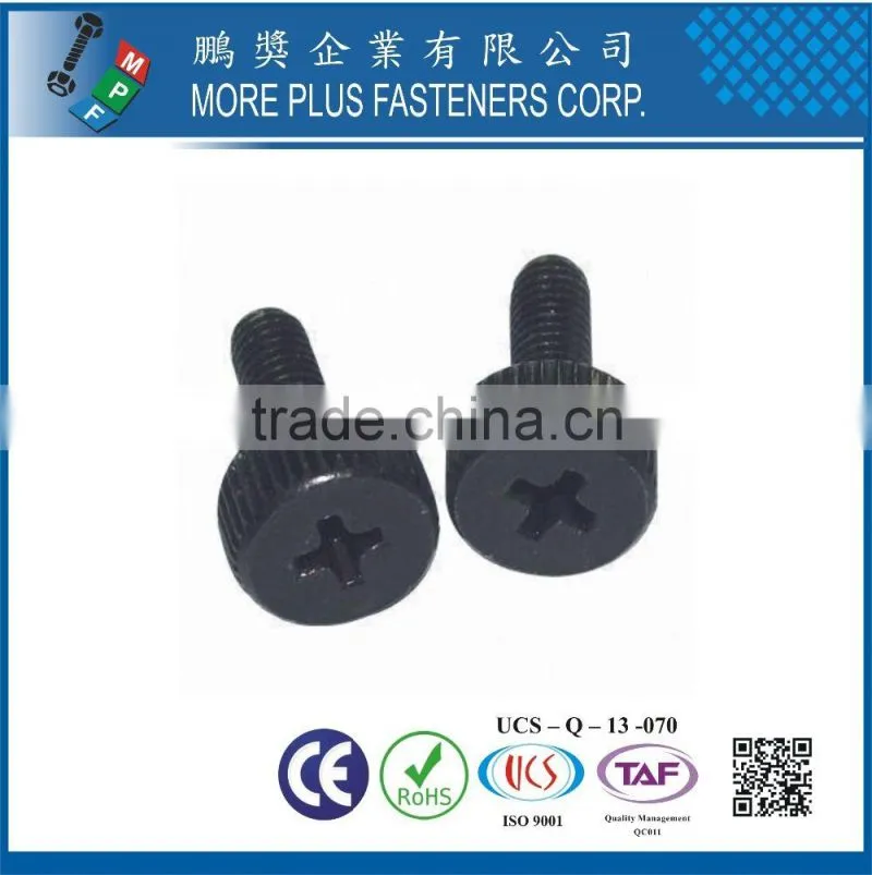 Made in Taiwan Steel Knurled Thumb Screw Flat Head Black Oxide