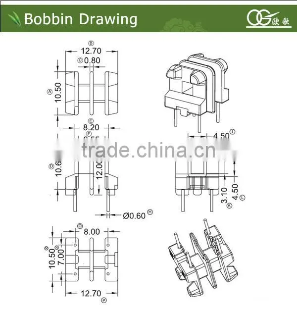 UU9.8 transformer bobbin pins (2:2)