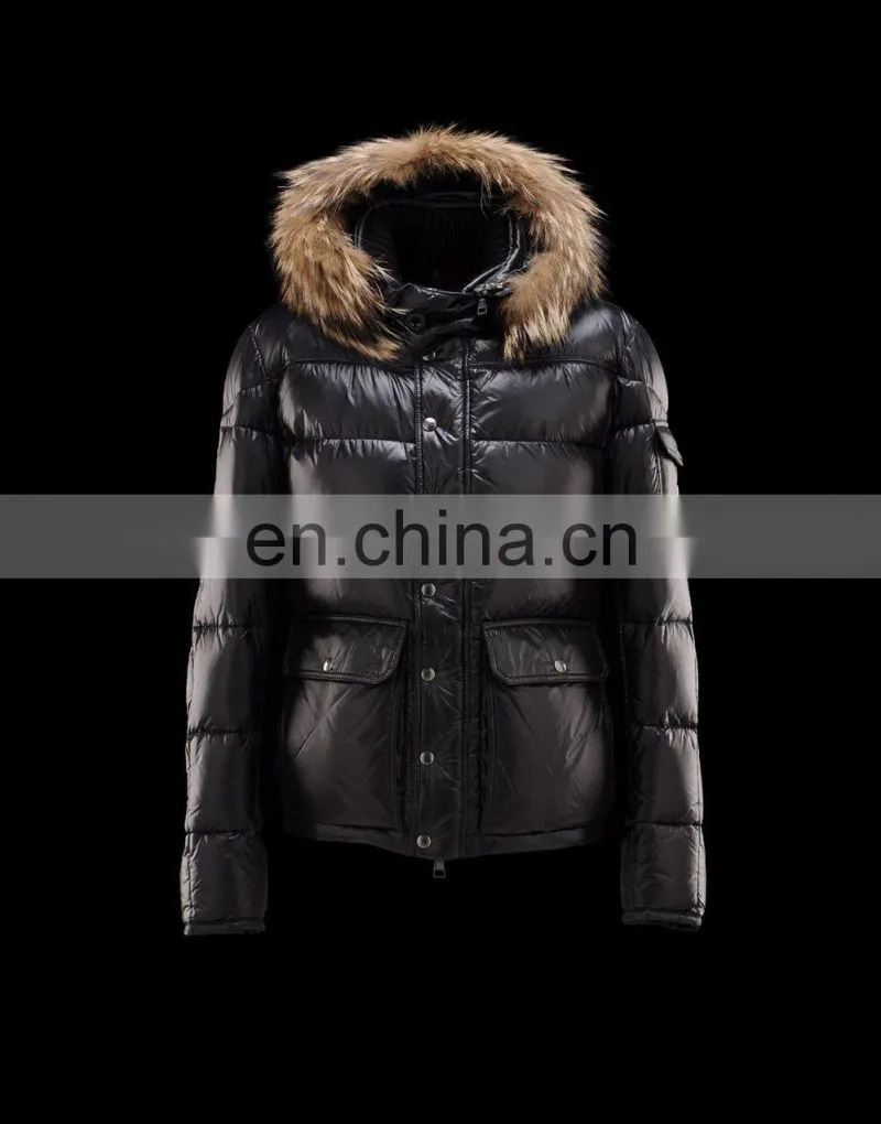 men artificial down jacket with fake fur