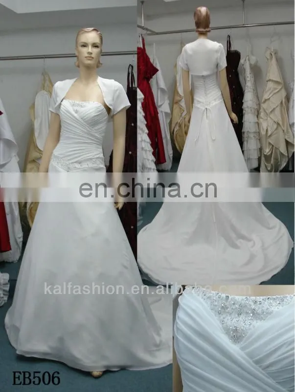 EB506J Custom made off-shoulder Wedding dress short sleeves small coat bridal dress