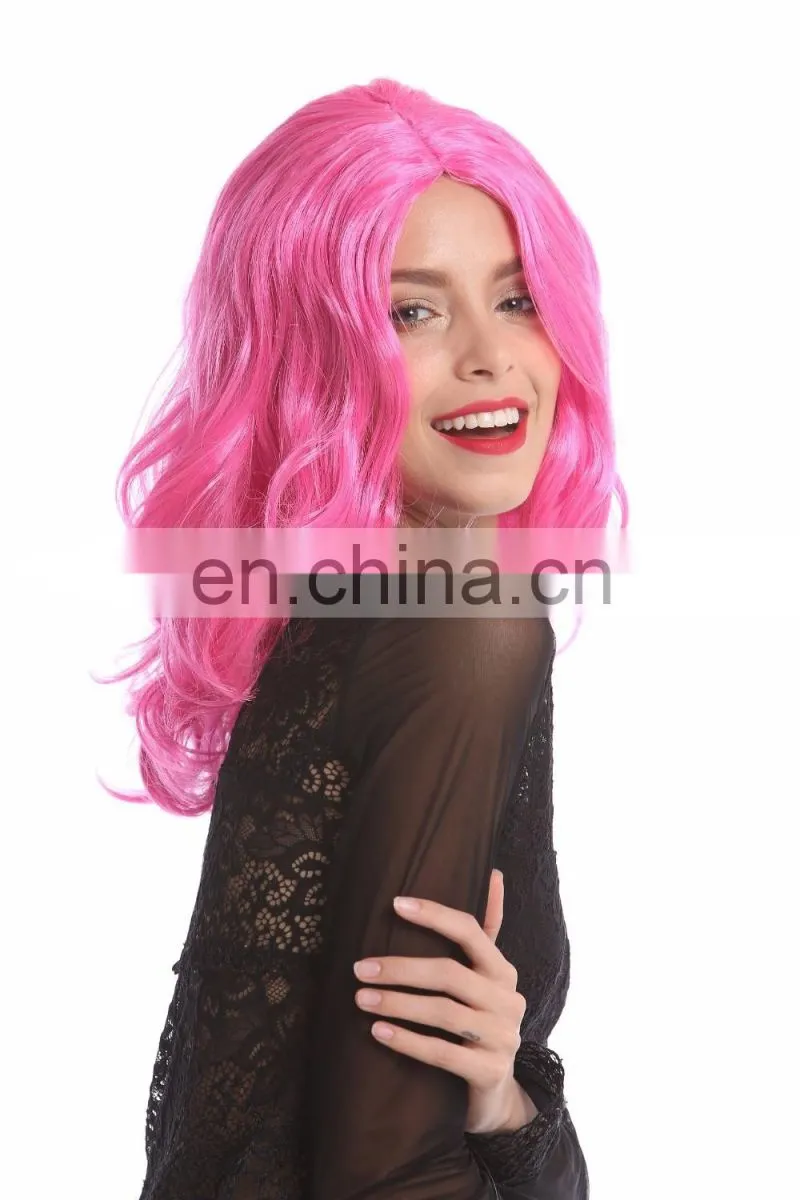 Synthetic pink party wigs P-W226