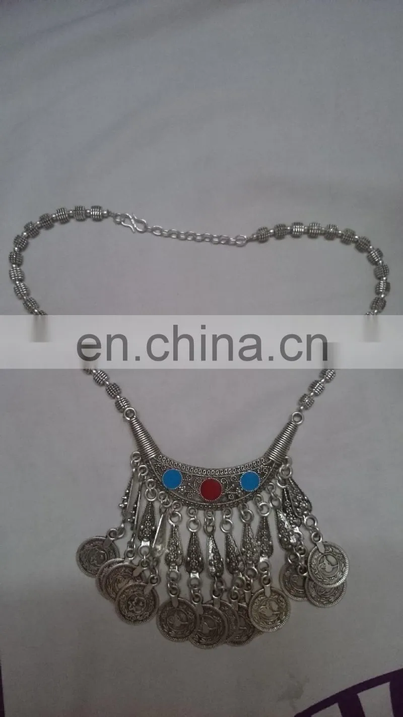 Afghani Indian alloy Boho Necklace coin statement necklace Gypsy Jewelry