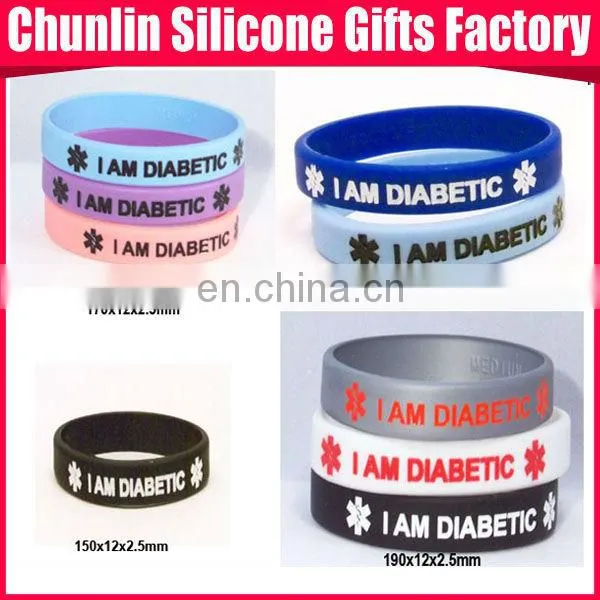 Diabetic silicone medical alert bracelet