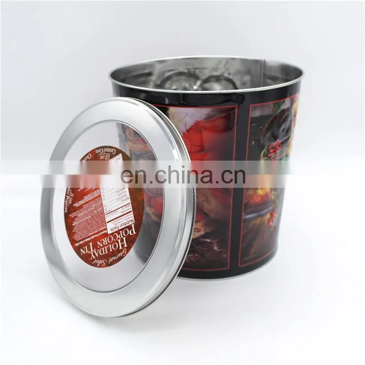 Durable food safe hot saled wholesale popcorn tin can bucket