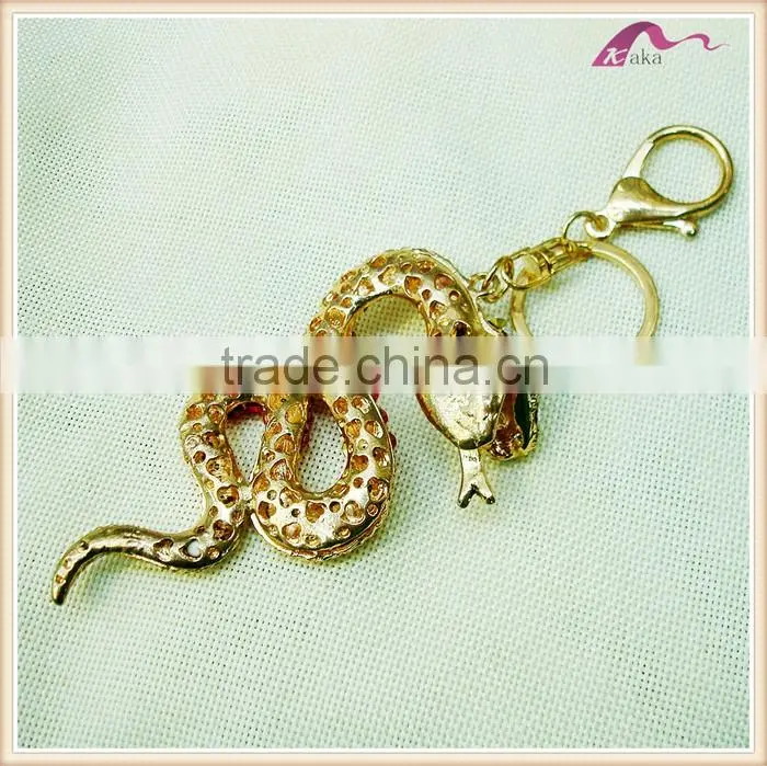 Custom Gold Crystal Snake Shape Charm Keychain Accessories