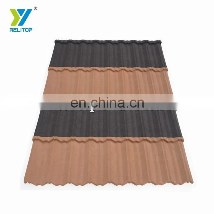 Modern Style Coffee Black Nosen Type Stone Coated Steel Roof Tile 0.3mm 0.35mm 0.4mm 0.5mm Metal Roofing Sheet