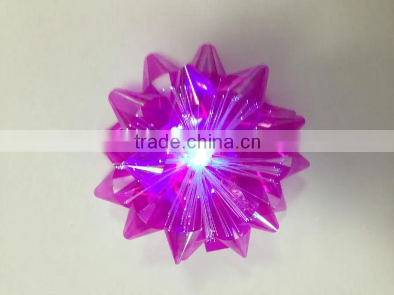 Glitter Ribbon Star Bows and Ribbon Eggs Package with PVC box/2.5 inch Pink LED Lighting Star Bow for Christmas/party Decoration
