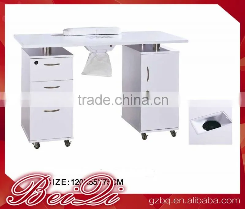 Beiqi Wholesale Cheap Elegant White Manicure Tables with Drawers for Beauty Salon Nail Care Product for Sale