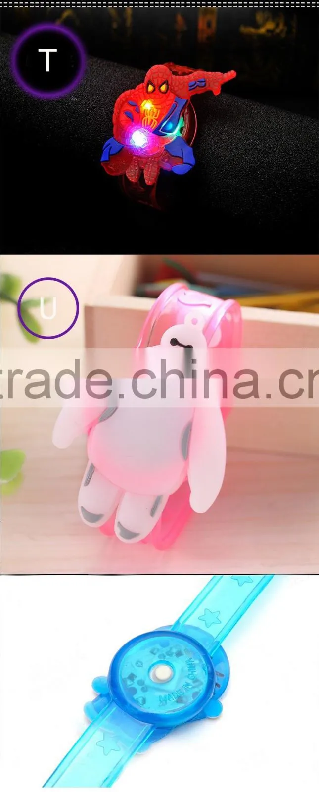 Hot Sell kids Gifts Cartoon Design Printing Flashes Custom LED Bracelet