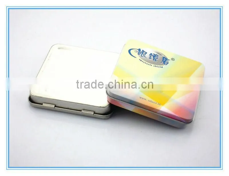 Small hinged lid rectangular tin box for cd/dvd