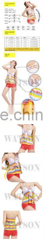 new fashion woman tankini swimwear top and bottom with printing