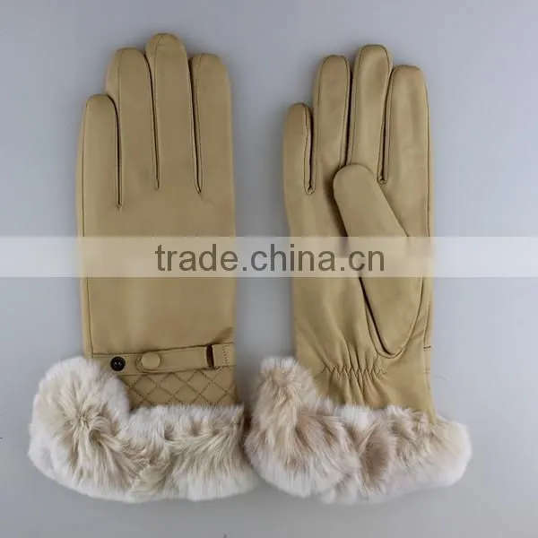 fur glove rex rabbit cuff genuine hand gloves manufactures in China