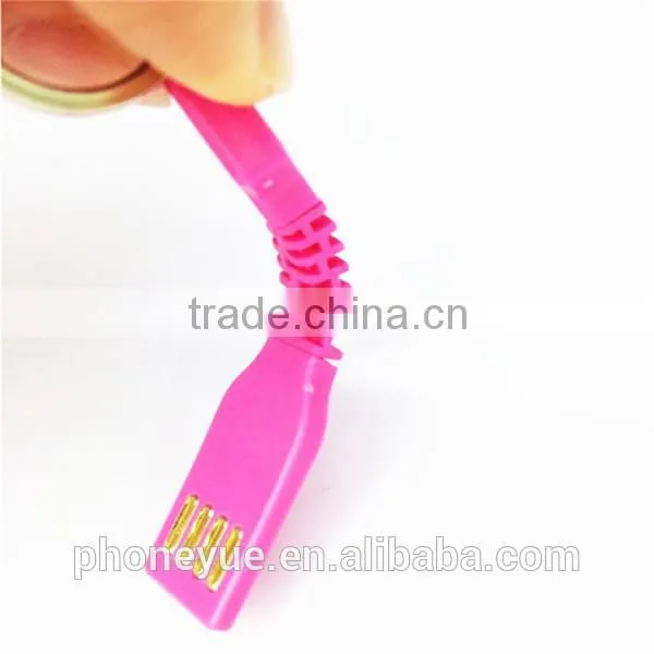 newest super flexible silicone key chain key-shape usb cable micro usb cable