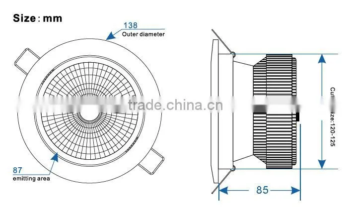 20w super bright power dimmable cob led downlight