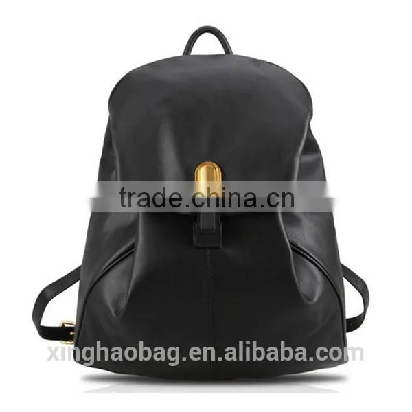 Guangzhou Leather Cheap High School Backpack 2014