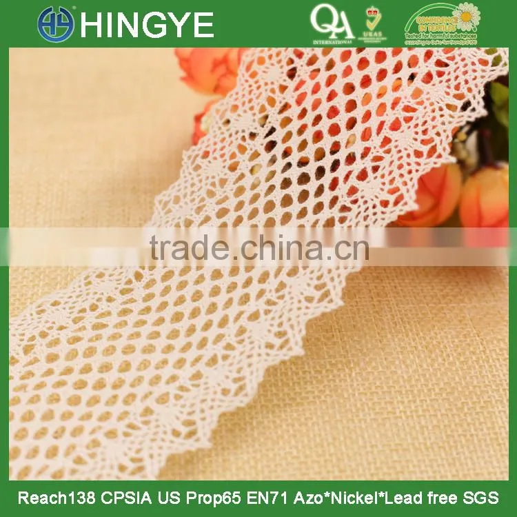High quality scallop cotton crochet embroidery lace for garments H1651