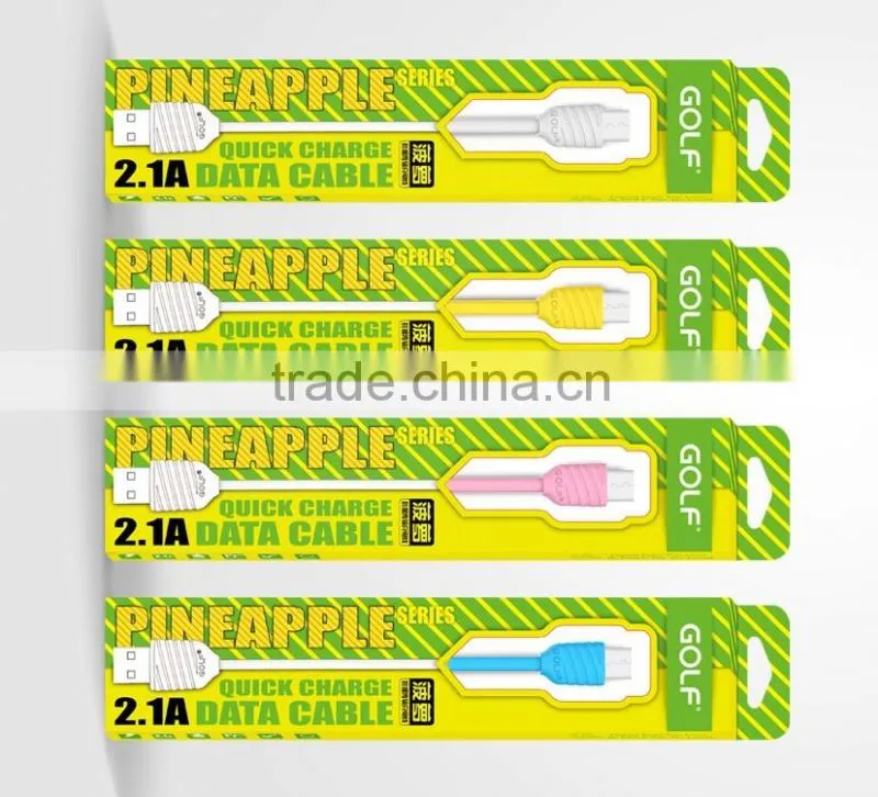 GOLF 1m Pineapple Series Micro USB Cable for s7 edge/s7 2.1A Quick Charging and data cable For Huawei/Nokia/HTC/Xiaomi