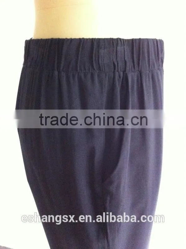 Fashion viscose pure black ladies baggy pants