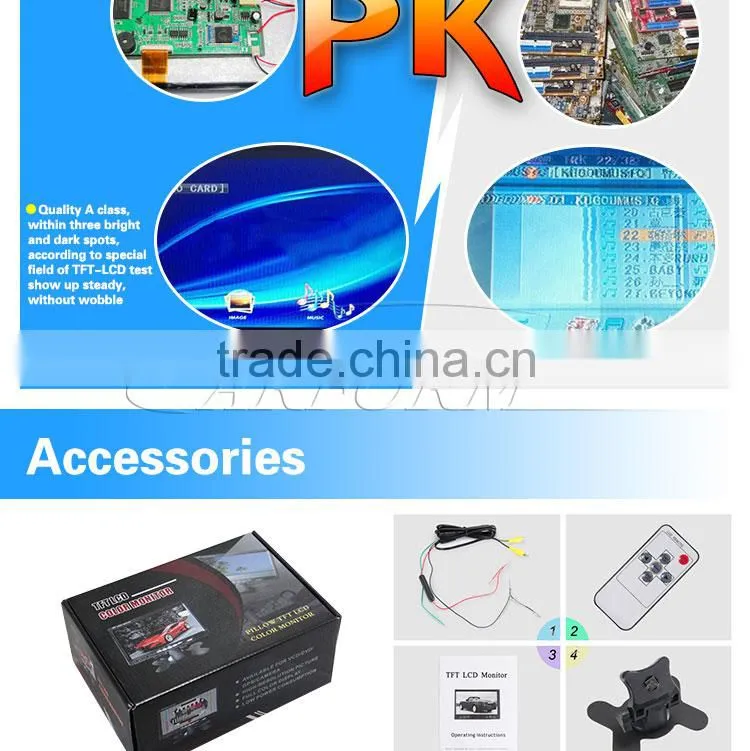 stand alone car 7 inch lcd monitor price support FM transmitter and 2 video input
