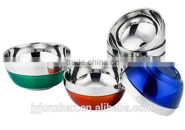 Stainless Steel clorful salad bowl with nice design and high quality made by Junzhan Factory directly