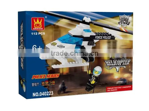bricks abs plane Boy's Toy Police Helicoper Block Set