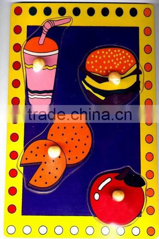 Hot selling educational wooden toys breakfast puzzle
