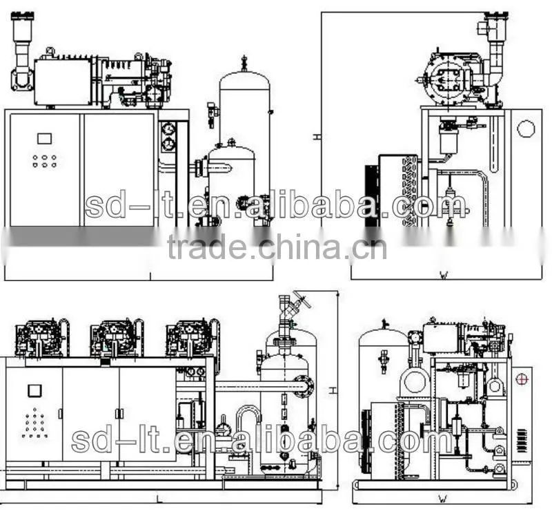 JZBLGF Air Cooled Compressor Racks R404a,R22 Refrigerant,Bizter Semi-hermetic Compressor Racks Air to Water Condensing Unit