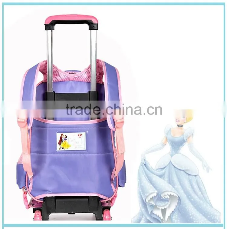 Chinese new design kids school bag with wheels for girls trolley bag for school