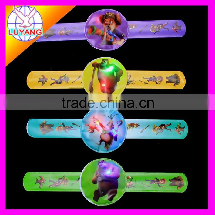 2015 LED soft pvc custom country flag slap bangle for promotion gift