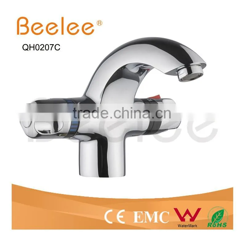 Chrome two handles bathroom water tap thermostatic faucet mixer