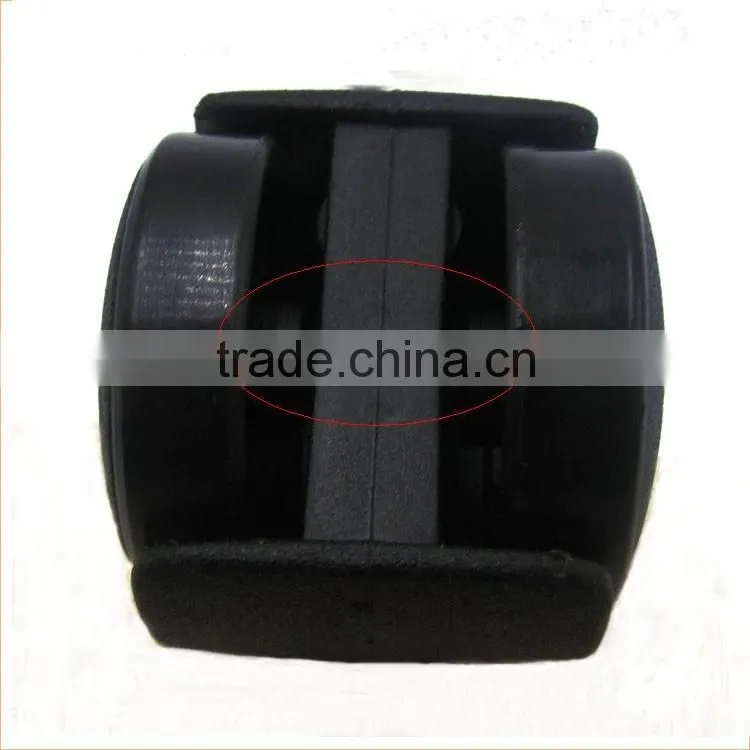 2016 shenzhen hot-sale 2 inches black nylon plate swivel plastic furniture caster double wheels for suitcase
